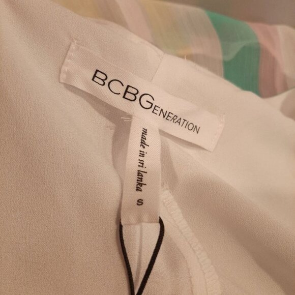 NEW BCBGeneration Tiered Ruffle Dress Womens Size Small Multi Striped Sleeveless - Picture 13 of 16